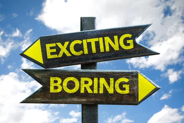 Exciting - Boring crossroad — Stock Photo, Image