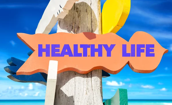 Sinalização de vida saudável com praia — Fotografia de Stock