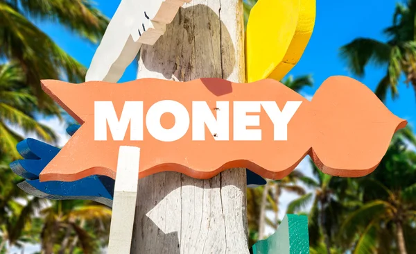 Señalización de dinero con playa —  Fotos de Stock