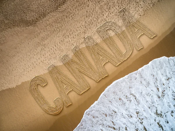 Canada escrito na praia — Fotografia de Stock