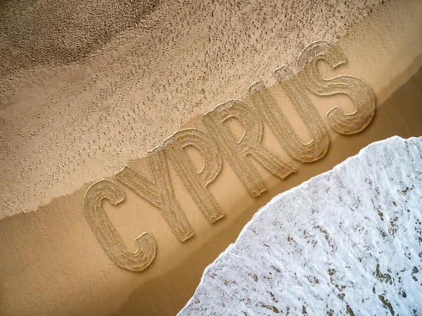 Κύπρος γραμμένο στην παραλία — Φωτογραφία Αρχείου