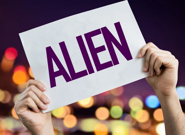 Alien placard with night lights — Stock Photo, Image