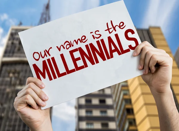 Our Name is the Millennials placard — Stock Photo, Image