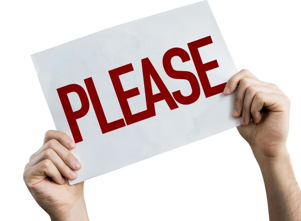 Please placard on white background — Stock Photo, Image