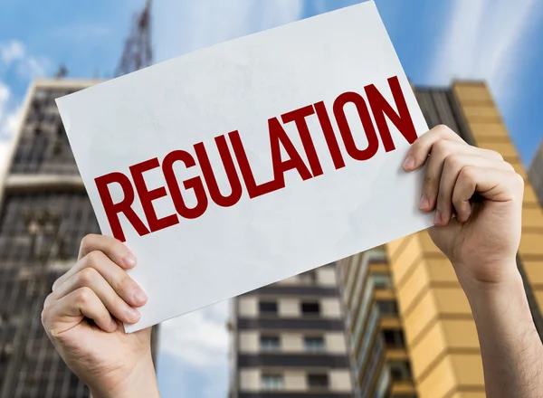 Regulation placard with cityscape — Stock Photo, Image