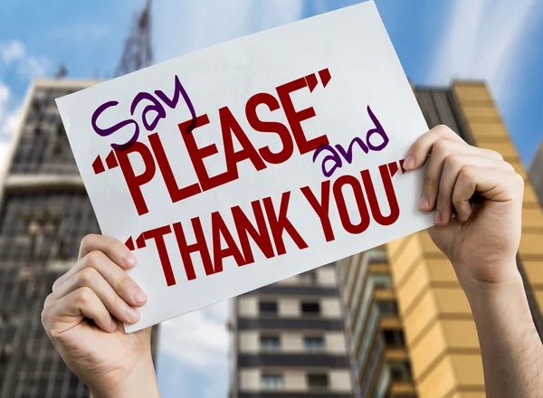 「してください」と「ありがとう」placard — ストック写真