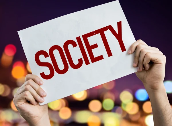 Society placard with night lights — Stock Photo, Image