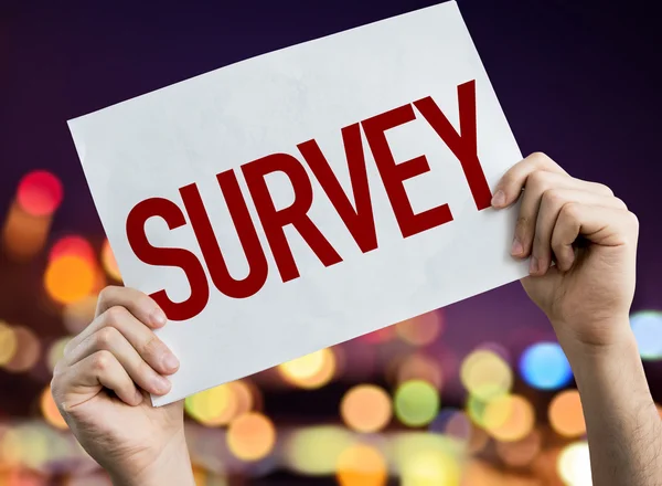 Survey placard with night lights — Stock Photo, Image