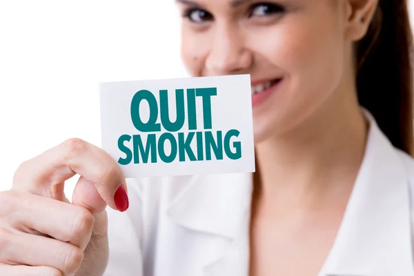 Woman holding signboard — Stock Photo, Image