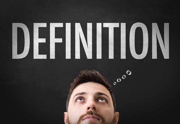 Man looking up on text 