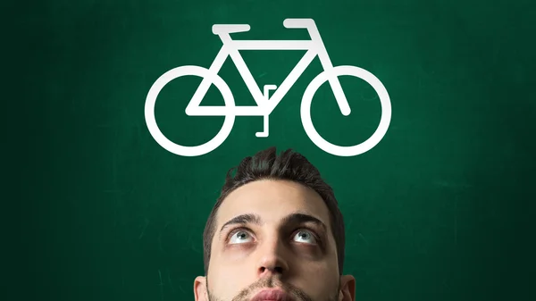 Man looking up on signs — Stock Photo, Image