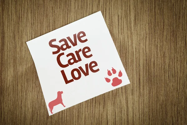 Save Care Love on Paper Note on texture background — Stock Photo, Image