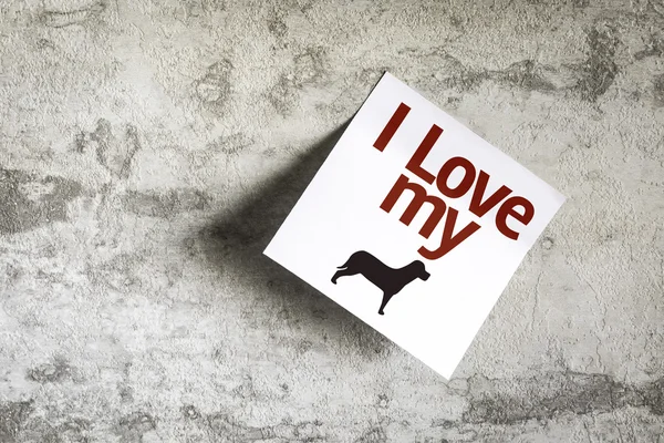 I Love my Dog on Paper Note on texture background — Stock Photo, Image