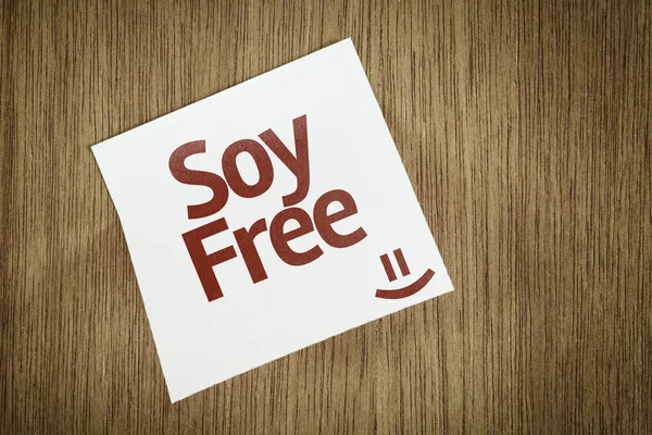 Soy Free on Paper Note on sky background — Stok Foto