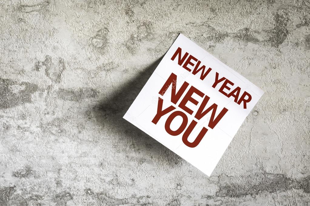 New Year New You on Paper Note on texture background