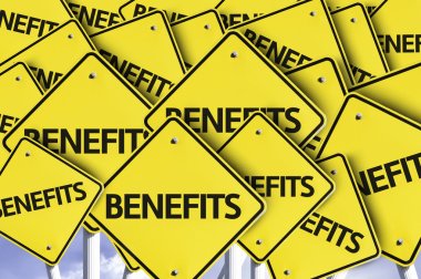 Benefits written on multiple road sign clipart