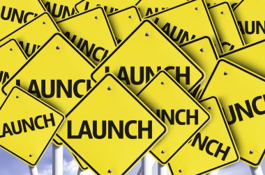 Launch written on multiple road sign clipart