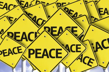 Peace written on multiple road sign clipart
