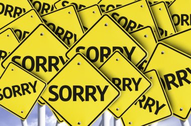 Sorry written on multiple road sign clipart