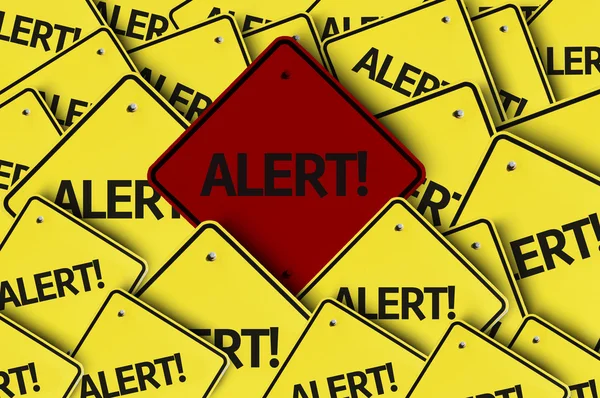 Alert! written on multiple road sign — Stock Photo, Image