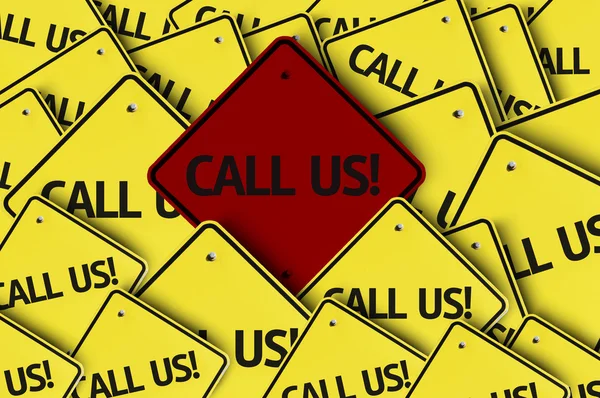 Call Us! written on multiple road sign — Stock Photo, Image