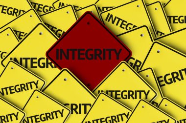 Integrity written on multiple road sign clipart