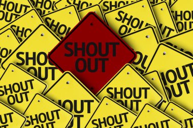 Shout Out written on multiple road sign clipart
