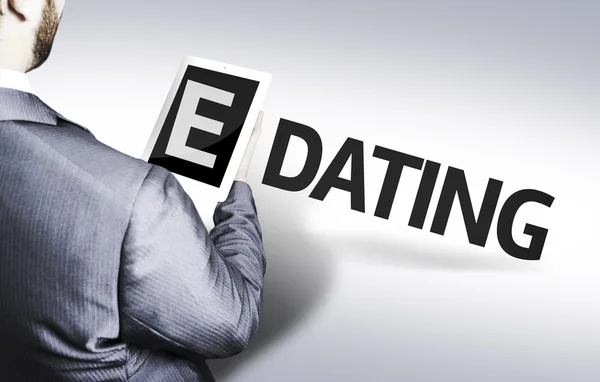 Деловой человек с текстом E-Dating in a concept image — стоковое фото