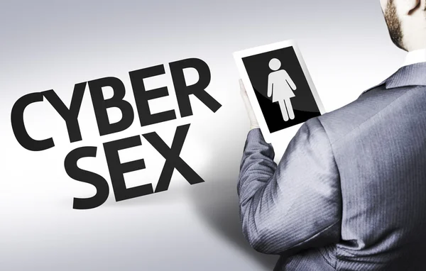 Obchodní muž s textem cyber sex v pojetí obrazu — Stock fotografie