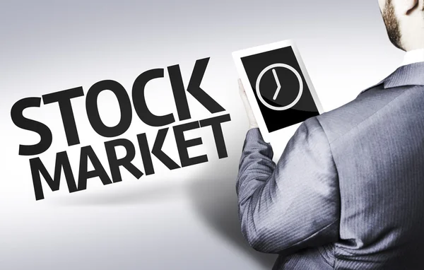 Business man with the text Stock Market in a concept image — Stock Photo, Image