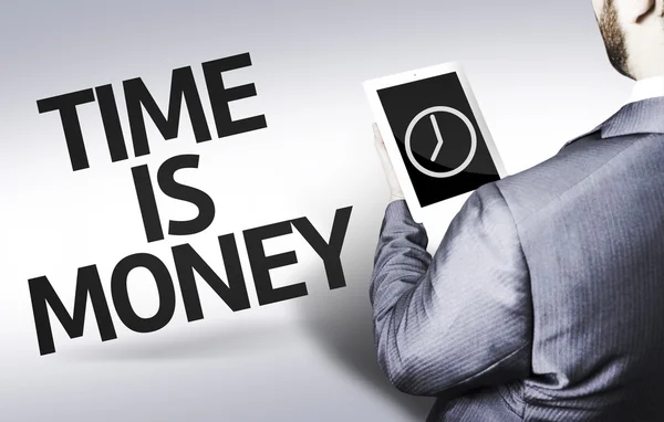 Homme d'affaires avec le texte Time is Money dans une image conceptuelle — Photo