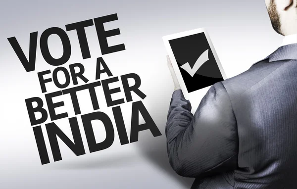 Деловой человек с текстом Голосуйте за лучшую Индию в концептуальном образе — стоковое фото