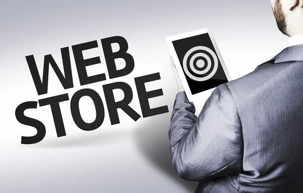 Hombre de negocios con el texto Web Store en una imagen conceptual —  Fotos de Stock