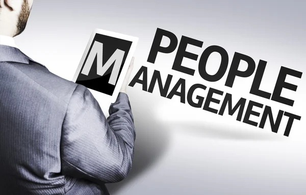 Geschäftsmann mit dem Text People Management in einem Konzeptbild — Stockfoto