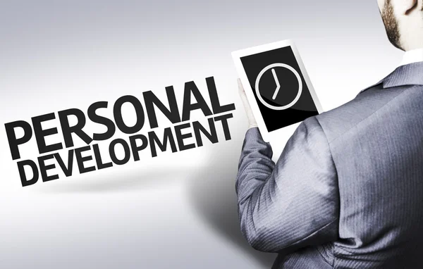 Uomo d'affari con il testo Personal Development in a concept image — Foto Stock
