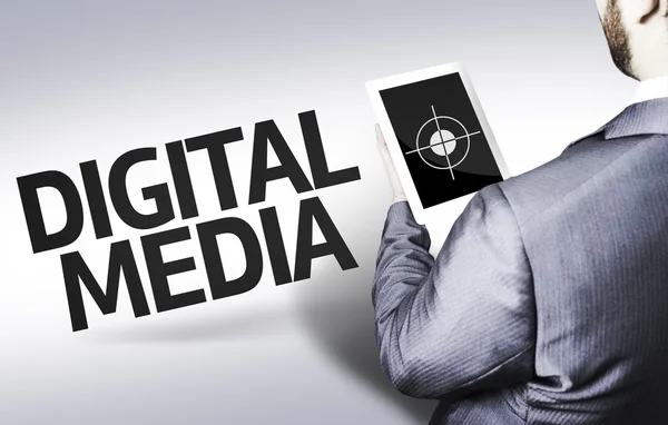 Geschäftsmann mit dem Text digitale Medien in einem Konzeptbild — Stockfoto