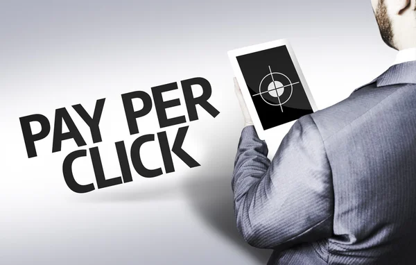 Uomo d'affari con il testo Pay Per Click in a concept image — Foto Stock