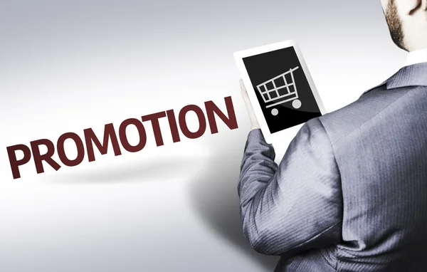 Business man with the text Promotion in a concept image — Stock Photo, Image