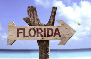Florida ahşap arka plan kumsalda işaretiyle