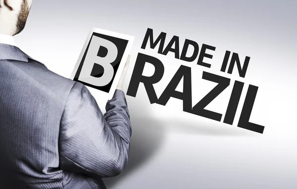 Homme d'affaires avec le texte Made In Brazil — Photo