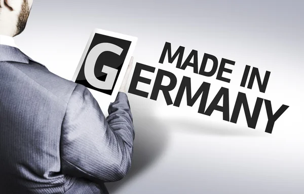 Homem de negócios com o texto Made In Germany — Fotografia de Stock