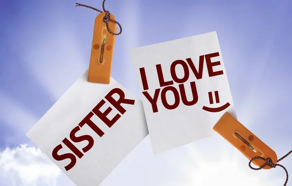 Siostra kocham cię na notatki papieru — Zdjęcie stockowe