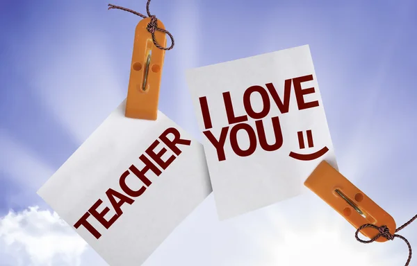 Nauczyciel kocham cię na notatki papieru — Zdjęcie stockowe