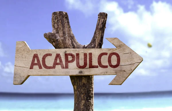 Sinal de madeira de Acapulco — Fotografia de Stock