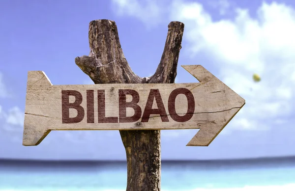 Bilbao wooden sign — Stock Photo, Image