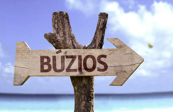 Buzios wooden sign — Stock Photo, Image