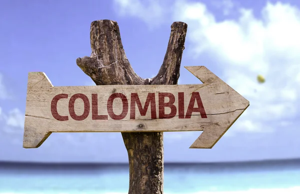 Sinal de madeira Colômbia — Fotografia de Stock