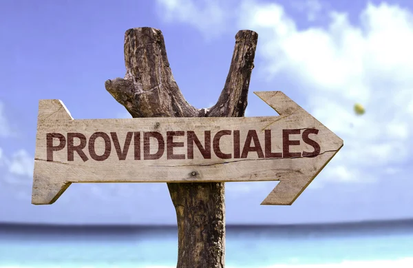 Providenciales wooden sign — Stock Photo, Image