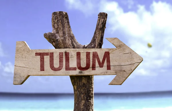 Tulum drewniany znak — Zdjęcie stockowe