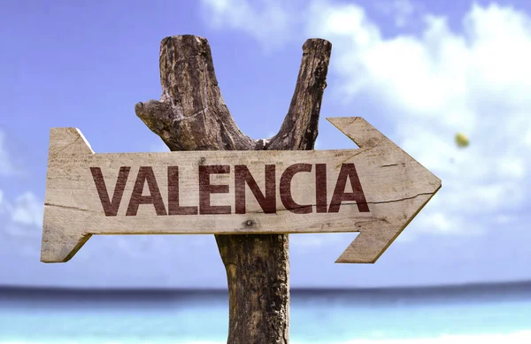 Valencia drewniany znak — Zdjęcie stockowe